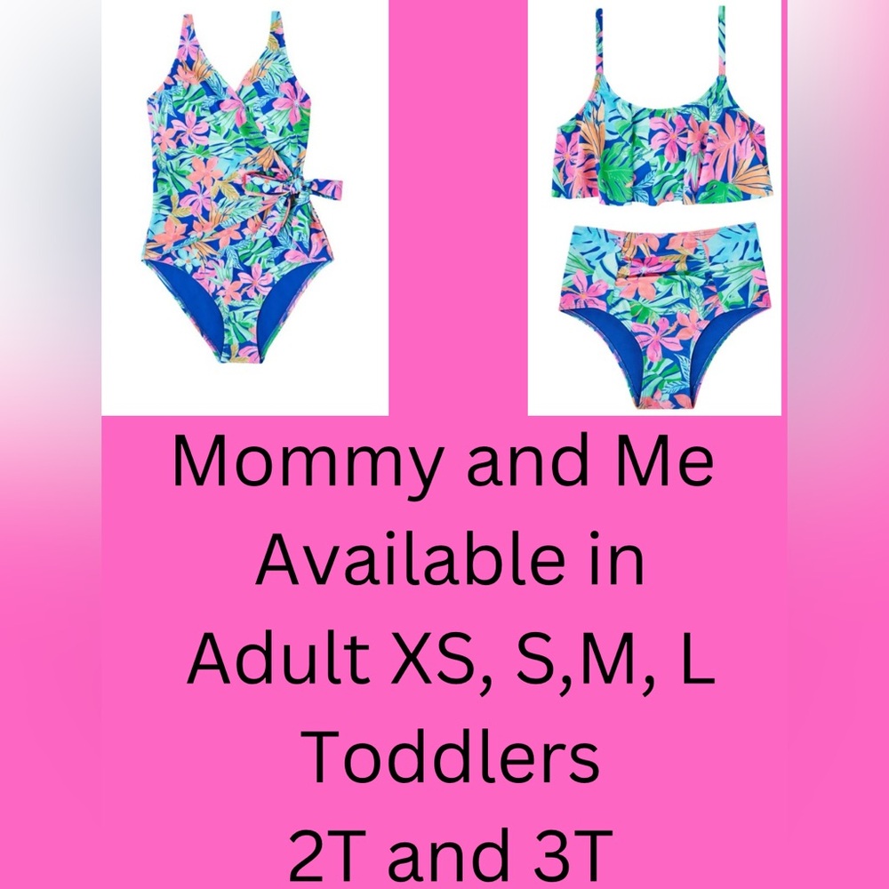 Tropical One Piece Wrap Style Swimsuit with V-Neck and Side Tie